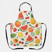 Tablier Tissu à motif de fruits d'été | Pastèque tropicale (Recto)