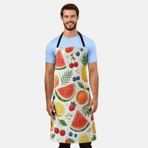 Tablier Tissu à motif de fruits d'été   Pastèque tropicale