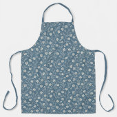 Tablier Tissu de denim bleu avec fleurs blanches (Recto)
