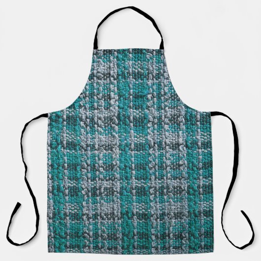 Tablier Tissu écossais turquoise, arrière - plan texturé. (Recto)