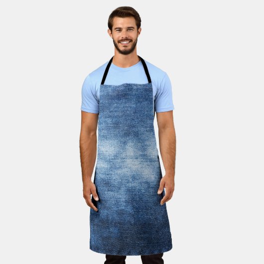Tablier Tissu en denim usé, arrière - plan texturé. (Porté)