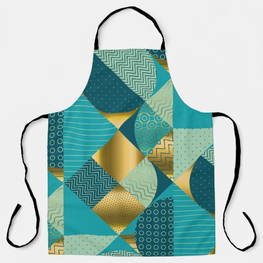 Tablier Tissu géométrique vintage, patchwork transparent. (Recto)