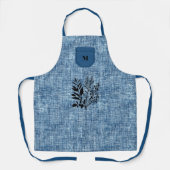 Tablier Tissu texturé bleu clair avec Motif Herbe Noire (Recto)