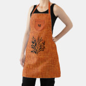 Tablier Tissu texturé orange brûlé avec Motif Herbe Noire (Insitu)