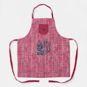 Tablier Tissu Texturé Rouge avec Motif d'Herbe – Moderne (Recto)