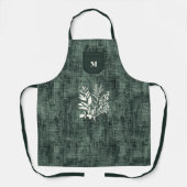 Tablier Tissu Texturé Vert Foncé avec Motif d'Herbe Modern (Recto)