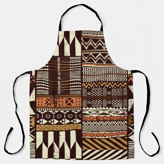 Tablier Tissu tribal africain patchwork abstrait vin (Recto)
