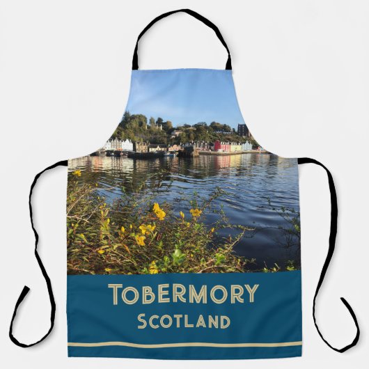 Tablier Tobermory, île de Mull, Écosse avec fleurs avr. (Recto)