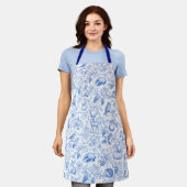 Tablier Toile Bleue Animaux de la Forêt Vignes (Porté)