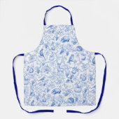 Tablier Toile Bleue Animaux de la Forêt Vignes (Recto)