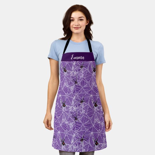 Tablier Toile d'araignée veuve noire violet  (Porté)