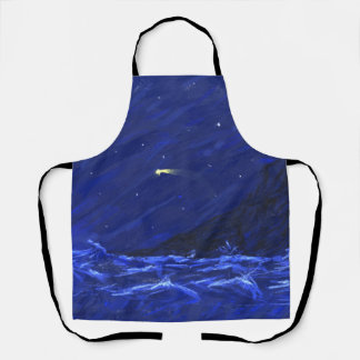 Tablier Toile étoile filante falaise océan ciel nocturne