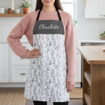 Toile Florale Noir Blanc Nom Personnalisé