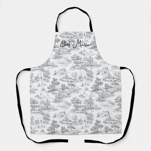 Tablier Toile gris de Jouy Cuisine & Cuisine-cadeaux (Recto)