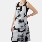 Tablier Toile peinte en noir blanc, abstraite. (Insitu)