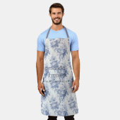 Tablier Toile vintage Florale Bleu (Porté)