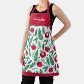 Tablier Tomate et concombre Motif végétal w Nom Rouge (Insitu)
