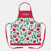 Tablier Tomate et concombre Motif végétal w Nom Rouge (Recto)