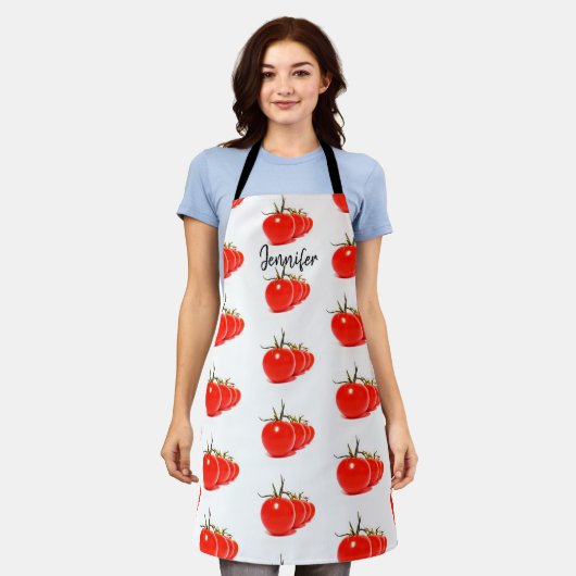 Tablier Tomates Légumes Nom Tout-En-Un Apron D'Impression (Porté)