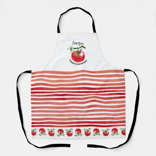 Tablier Tomatos et rayures d'aquarelle rouge (Recto)
