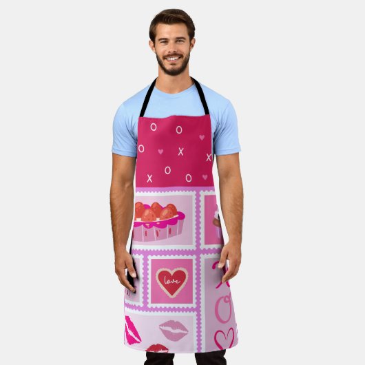 TABLIER TONS DE BERRIES DE PIÈCE ROSE LIPS CUPCAKES (Porté)