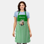 Tablier Top vert avec rayures blanches Floral (Porté)