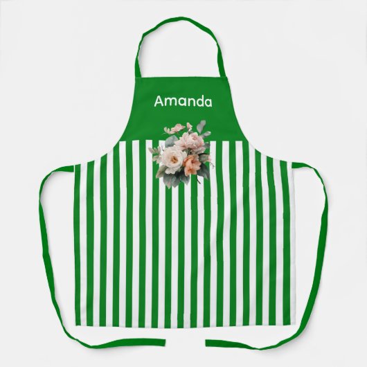 Tablier Top vert avec rayures blanches Floral (Recto)