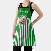 Tablier Top vert avec rayures blanches Floral (Insitu)