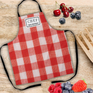 Tablier Torchons de cuisine à carreaux rouges nom du boula