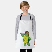 Tablier Tortue comme pilote avec avion en papier (Porté)