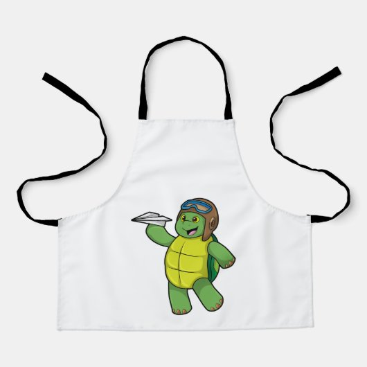 Tablier Tortue comme pilote avec avion en papier (Recto)