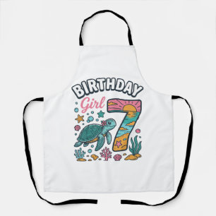 Tablier Tortue de mer fille d'anniversaire 7ème anniversai