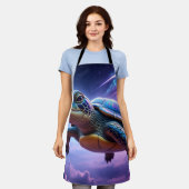 Tablier Tortue de mer galactique violette (Porté)