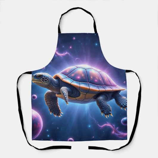 Tablier Tortue de mer galactique violette (Recto)