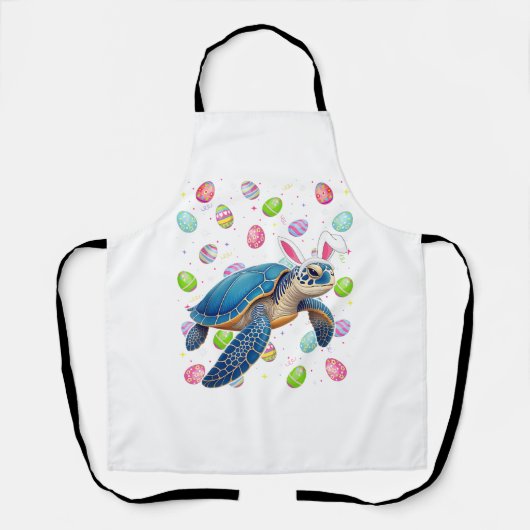 Tablier Tortue de mer Joyeuses Pâques Chasse aux œufs Lapi (Recto)