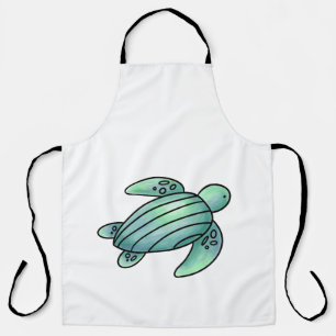Tablier tortue de mer peinte à l'aquarelle dessin animé bl