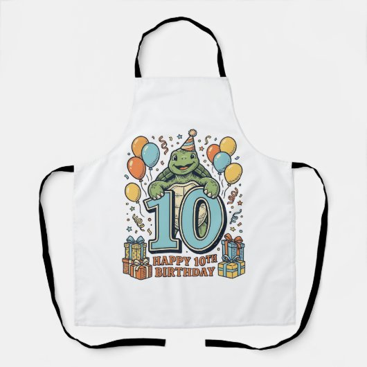 Tablier Tortue mignonne 10e anniversaire conception de fêt (Recto)