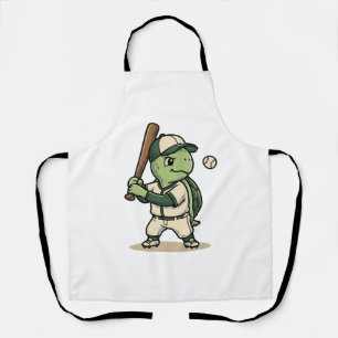 Tablier Tortue Mignonne Batteur de Baseball Art Vectoriel