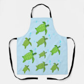 Tablier Tortues de mer sur fond bleu clair (Recto)
