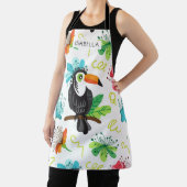 Tablier Toucan Tropical Fleur Moderne Nom Personnalisé (Insitu)