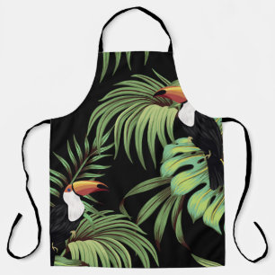 Tablier Toucan vintage tropical, couteau fleuri feuille pa