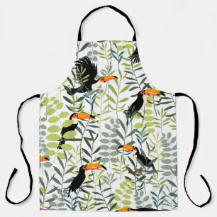 Tablier Toucans en feuilles verts et branches sans soudure