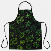 Tablier Touche d'Elegance Feuilles verts sur le noir (Recto)