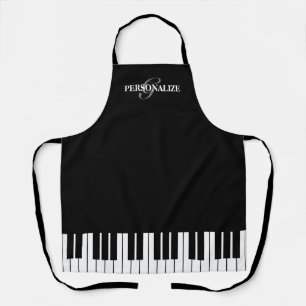 Tablier Touches de piano noir et blanc personnalisées Cui