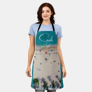 Tablier Touristes bronzage photo avec Ocean Monogram Nom