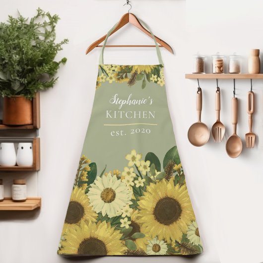 Tablier Tournesol floral Pays Nom de la femme Apron