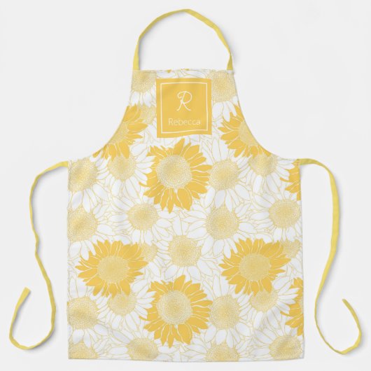 Tablier Tournesol jaune personnalisé (Recto)