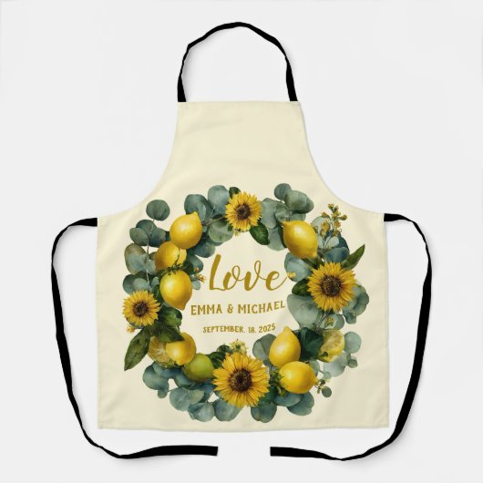 Tablier Tournesol Lemon Wreath Love Design (Recto)