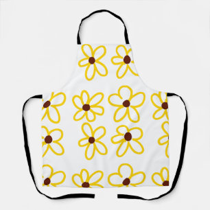 Tablier Tournesol marron jaune motif floral moderne boho