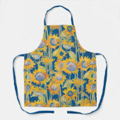 Tablier Tournesol moderne sur aquarelle bleue (Recto)